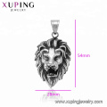 33383 xuping fashion black gun color Stainless Steel jewelry lion head cross pendant